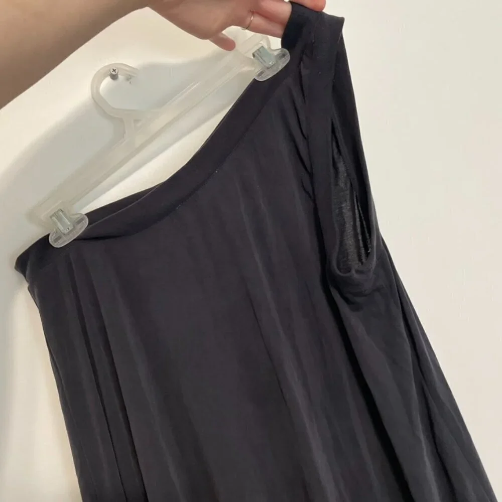 MOULINETTE SOEURS ANTHROPOLOGIE ANTHRO Raneri One Shoulder Dress Dark Gray Boho - Picture 12 of 16